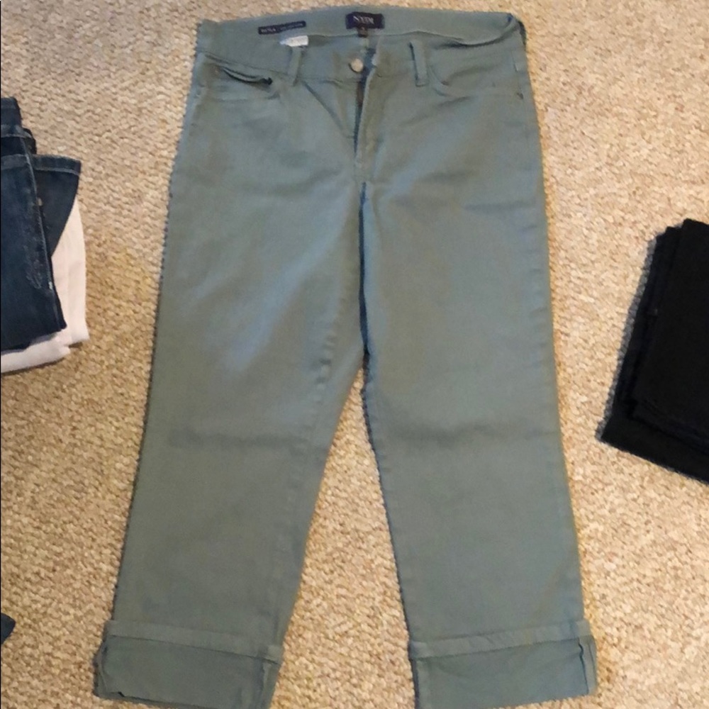 NYDJ moss green wide cuff Capri